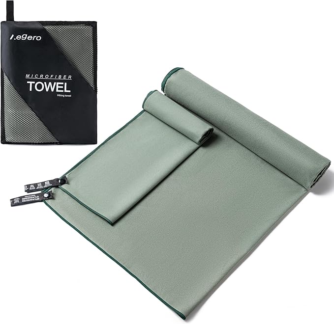 Camping Towel,2 Pack Microfiber Travel Sports Towel,Quick Dry-Super Absorbent-Ultra Compact-Ultra Soft-Lightweight.Suitable for Gym,Yoga,Trip,Beach,Shower,Backpacking,Pool(Army Green)