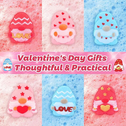 Valentines Bath Bombs for Women, 6PCS Valentines Gnomes Heart Bath Bombs Gift Set Essential Oil Bubble Bath，Body Relaxation Box for Her Wife Mom Friend, Stocking Stuffers