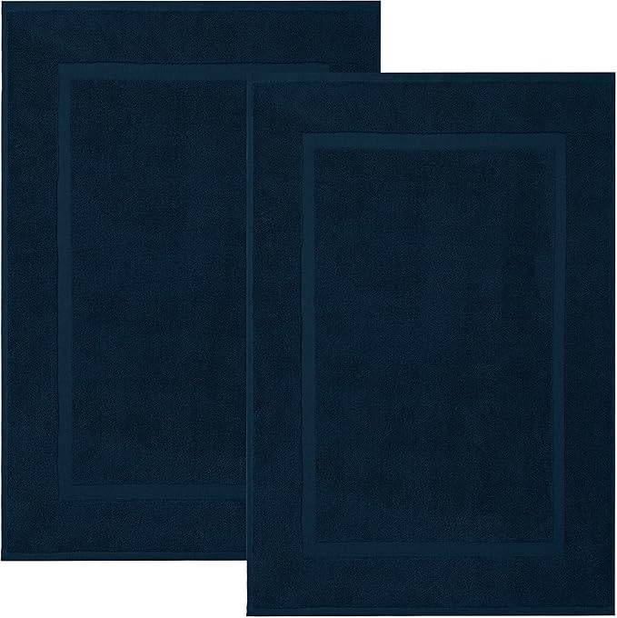 DAN RIVER Classic Cotton Bath Mats Set of 2 – Not a Bathroom Rug, Ultra Soft, Highly Absorbent & Machine Washable Bath Mat Towel for Bathroom Floor Mat – Durable, Quick-Dry, 21x34 Inches, Blue Opal