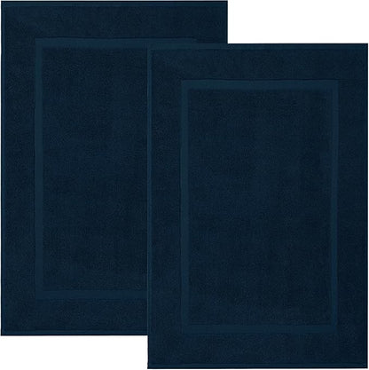 DAN RIVER Classic Cotton Bath Mats Set of 2 – Not a Bathroom Rug, Ultra Soft, Highly Absorbent & Machine Washable Bath Mat Towel for Bathroom Floor Mat – Durable, Quick-Dry, 21x34 Inches, Blue Opal