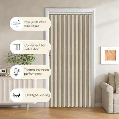 100% Blackout Fabric Folding Door Curtain with Magnetic Closure - Accordion Style for Sliding Doors, Closets,Wardrobe and Temporary Door Solutions Doorway Curtains（W42 x L78, Beige 1 Panel）
