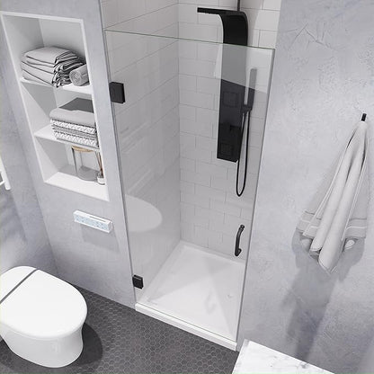 ANZZI 70" x 24" Frameless Shower Door in Gun Metal Black, Passion Water Repellent Glass Shower Door with Seal Strip Parts and Handle, 5/16 Glass Hinged Shower Door with Handle (SD-AZ09-01GB)