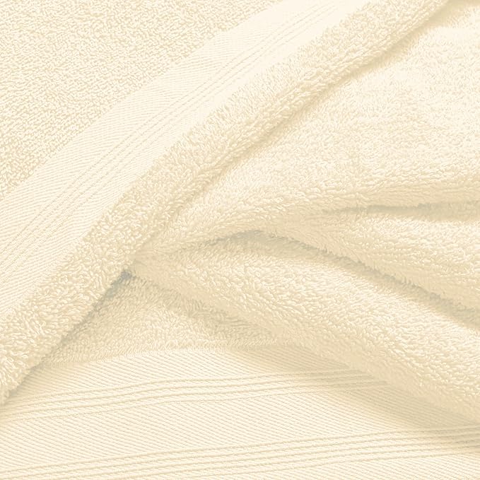 Ultra Soft 3 Pack Cotton Towel Set, Contains a Bath Towels 28x55 inch, a Hand Towels 16x24 inch & a Wash Coths 12x12 inch, Ideal Everyday use, Compact & Lightweight - Ivory