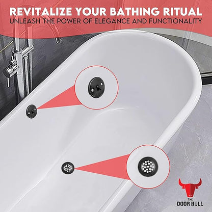 Trip Lever Bathtub Drain Kit with Strainer – 2-Hole Overflow Faceplate, Matching Screws – Tub Drain Trim Replacement Set for Bathroom Bathtubs