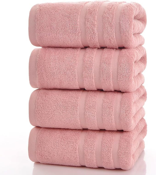 Cotton Bath Towel – Large 30x60 Inches, Soft, Thick & Absorbent Towel for Bathroom, Spa, or Home Use (Pink, 4 Pack – 30"x60")