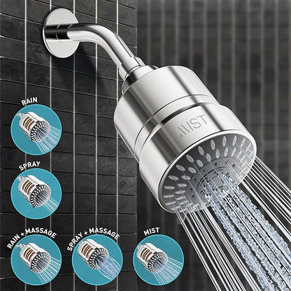 Mist Shower Filter Head for Hard Water Improves Skin, Hair, and Nails - 5 Modes High Output Filtered Shower Head with Filter Softens Water and Removes Chlorine and Heavy Metals, Matte Black