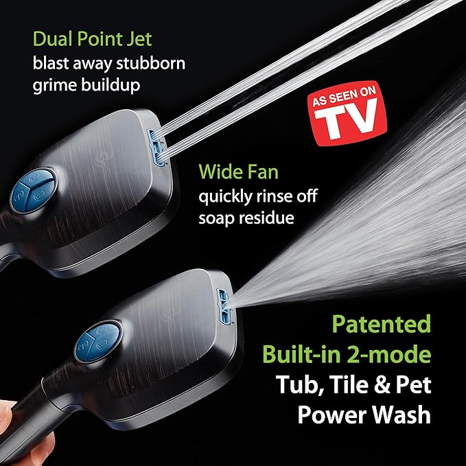 AquaCare High Pressure 10 Spray Mode Filtered Showerhead - Handheld Shower Head Filters Chlorine to Heal Dry Skin, Revive Hair - Dual Power Wash Cleans Tub, Tile, Pets - Hard Water Softener, ORB