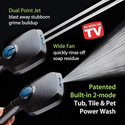 AquaCare High Pressure 10 Spray Mode Filtered Showerhead - Handheld Shower Head Filters Chlorine to Heal Dry Skin, Revive Hair - Dual Power Wash Cleans Tub, Tile, Pets - Hard Water Softener, ORB
