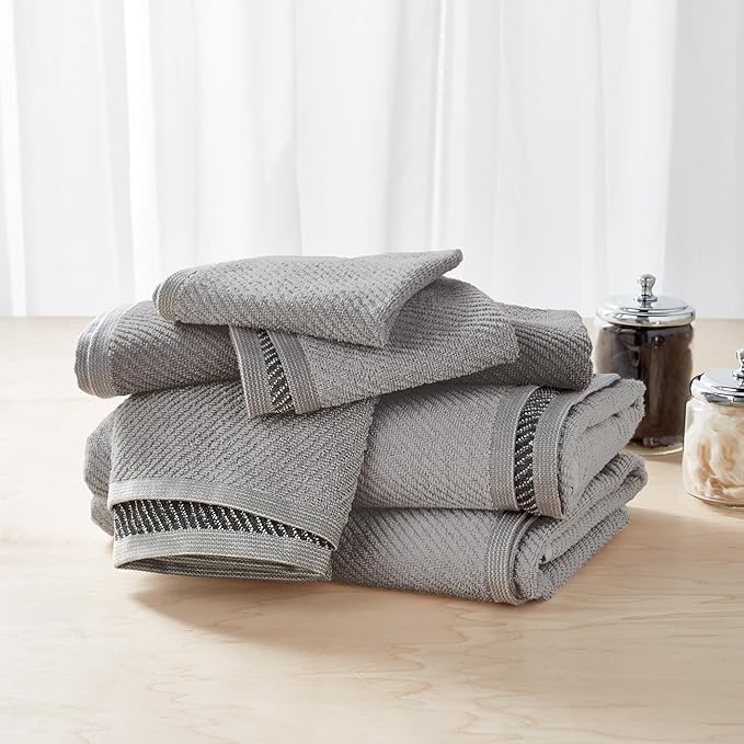Wellbe 4-Piece Towel Set - Quick Dry, Absorbent, Soft, 2 Bath, 2 Hand, Grey