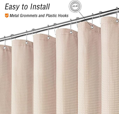 Gibelle Blush Pink Shower Curtain, Waffle Weave Textured Fabric Shower Curtain for Bathroom - Soft Cloth & Hotel Spa Luxury, Water Repellent, Machine Washable, 72X72, Blush Pink