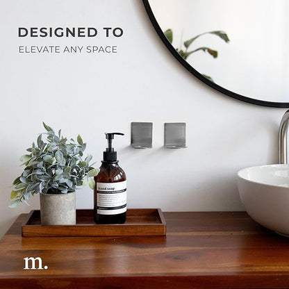 MaisoNovo Adhesive Soap & Shampoo Holder Set of 2 - Silver | Wall Mounted Dispenser Holder