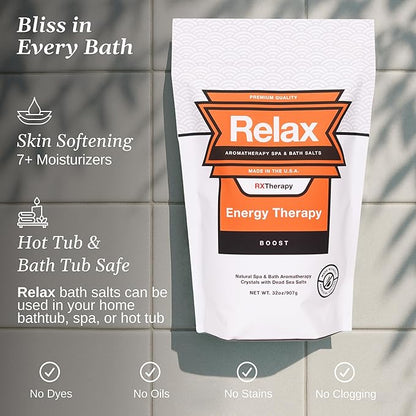 Relax Spa & Bath, Epsom & Dead Sea Salts, Aromatherapy Bath Salts for Hot Tub, Bath, or Spa, Infused with Magnesium, Energy Therapy