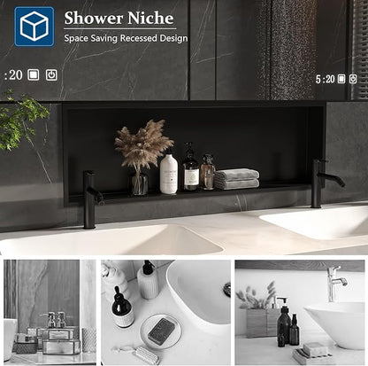 Neodrain Shower Niche, Insert Bathroom Storage Shower Shelf, Stainless Steel Recessed Wall Niche No Tiled Recessed Cabinet Waterproof for Shower Storage（36" X 12"，Matte Black ）