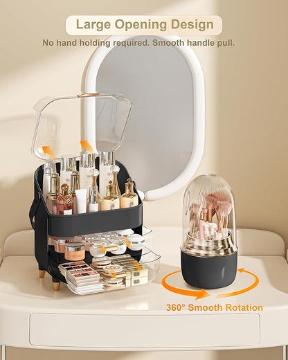 Makeup Organizer, Skincare Holder Bathroom Counter Organizer, Storage Box Cosmetic Display Cases, Teen Girl Gifts Trendy Stuff Make up Organizers for Vanity, Countertop (black)