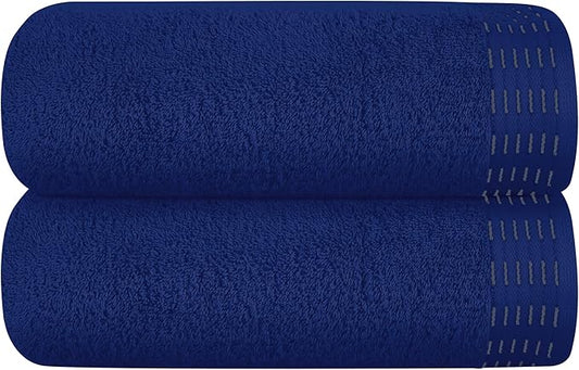 Cotton 2 Pack Oversized Bath Towel Set 28x55 inches, Large Bath Towels, Ultra Absorbant Compact Quickdry & Lightweight Towel, Ideal for Gym Travel Camp Pool - Navy Blue