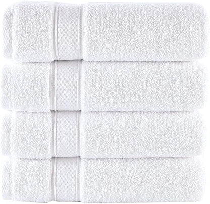 NOVA Luxury Linen - Hotel Quality Turkish Towel Set for Bathroom (4 Pcs Hand Towel Set, Pure White)