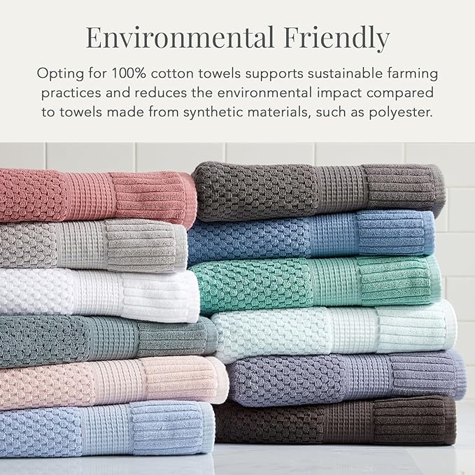 NY Loft 100% Cotton 6 Piece Bath Towel Set | Blue Towels | Oeko-TEX® Standard 100 | Soft & Absorbent, Quick-Dry | 2 Bath Towels 2 Hand Towels and 2 Washcloths | Trinity Collection - Flint Stone