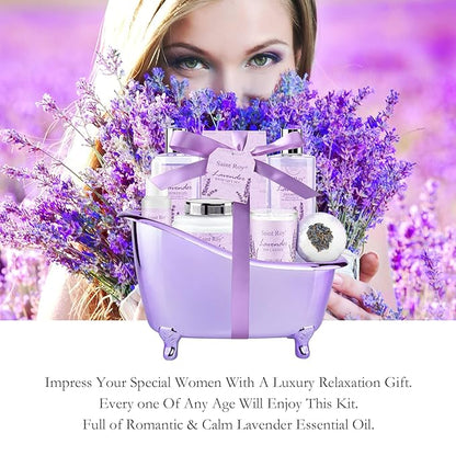 Lavender scented gifts for mom Spa Gift Baskets for Woman - spa baskets for women gift Lavender Gifts for Women, Bath Set, Christmas Gifts for Ladies, Home Spa Kit Gifts for Her, Mothers Day