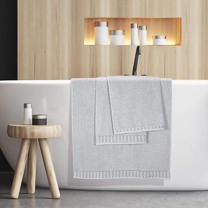 Cotton 2 Pack Oversized Bath Towel Set 28x55 inches, Large Bath Towels, Ultra Absorbant Compact Quickdry & Lightweight Towel, Ideal for Gym Travel Camp Pool - Light Grey