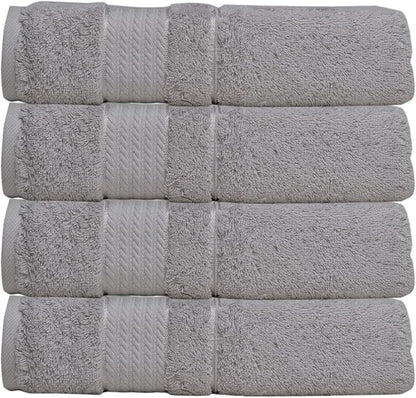 Melissa Linen, 4 Piece Washcloth Set, 100% Turkish Cotton Towels for Body and Face, 12 in x 12 in, Absorbent, Quick Dry, Durable and Soft, Baby Washcloths, Wash Rags for Kitchen, Steel Grey