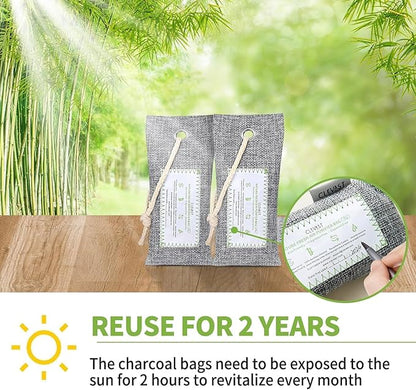 CLEVAST 6 Pack Activated Bamboo Charcoal Air Purifying Bags(6x60g), Natural Fresh Odor Absorber, Deodorizer and Moisture Eliminator, Air Purifier Bags for Home, Closet, Shoes, Car Air freshener