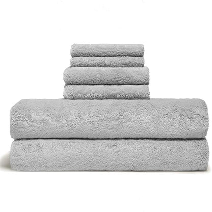 Italic Ultraplush Luxe 6 Piece Towel Set – 2 Bath Sheets, 2 Hand Towels, 2 Washcloths – 800GSM Soft, Highly Absorbent & Quick Drying, Resort Grade 100% Australian Cotton Towels (Light Gray)