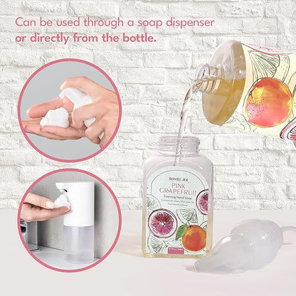 ROMIIE ZOI Foaming Hand Soap Refill Gift Set – 3 Pack *33.8 Fl Oz with Dispenser, Pink Grapefruit Scent–Moisturizing, Biodegradable & Chemical-Free Formula for Bathroom, Kitchen, Sensitive Skin