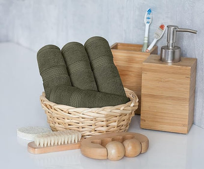 Utopia Towels 8 Piece Luxury Towel Set – Majestic Plush, Super Absorbent & Quicker-to-Dry, Thick 100% Ring Spun Cotton Towels for Bathroom, Spa & Hotel – 2 Bath, 2 Hand, 4 Washcloths, Dusty Olive
