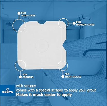 CESTA Tile Grout Repair Kit Squeeze Tube, Fast Drying, Waterproof Tile Grout Paint to Restore & Renew Tile Joints Line for Bathroom, Kitchen, Shower & Floor Tile (Grey, 8.8 oz)