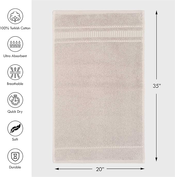 Melissa Linen, 2 Piece Hand Towel Set, 100% Turkish Cotton Face Hand Towels for Bathroom, 20 in x 35 in, Absorbent, Quick Dry, Durable and Soft, Spa and Hotel Quality, (Beige Hand Towels)