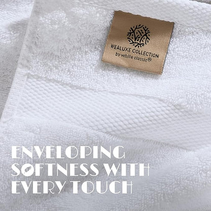 Wealuxe White Bath Towels 27x54 Inch, Cotton Towel Set for Bathroom, Hotel, Gym, Spa, Soft Extra Absorbent Quick Dry 4 Pack
