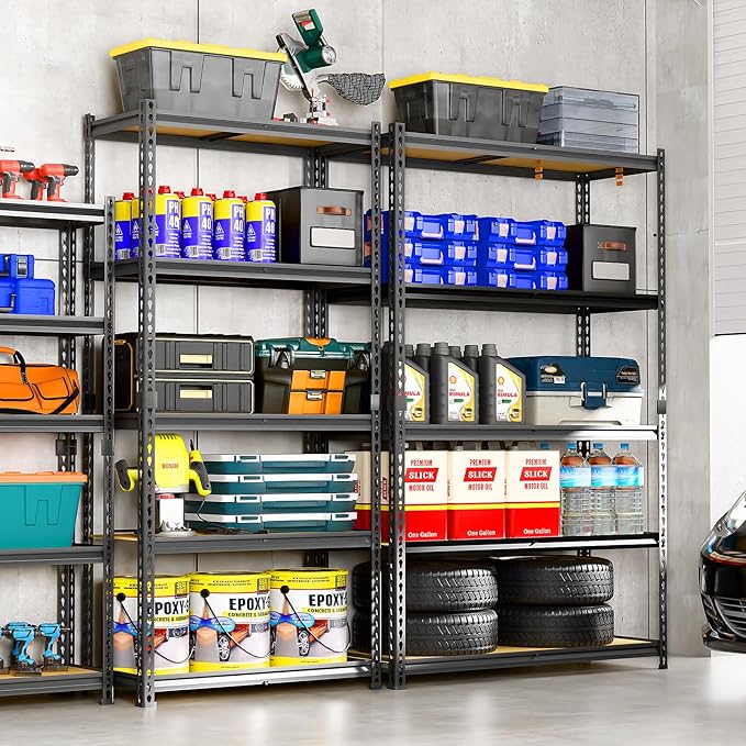 LEVELEVE 5-Tier Storage Shelving Unit, 2020 lbs Capacity, Heavy Duty Adjustable Metal Utility Shelf, 35" L x 16" W x 73" H for Garage, Kitchen, Pantry, Basement, Bathroom, Laundry