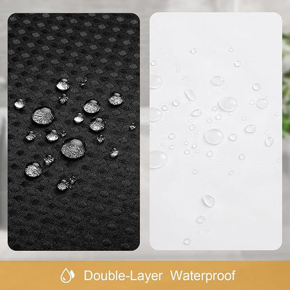 3 in 1 Long Shower Curtain Set-72 W x 78 H, Black Waffle and PEVA Liner Set with 12 Stainless Steel Hooks, Waterproof Fabric for Bathroom