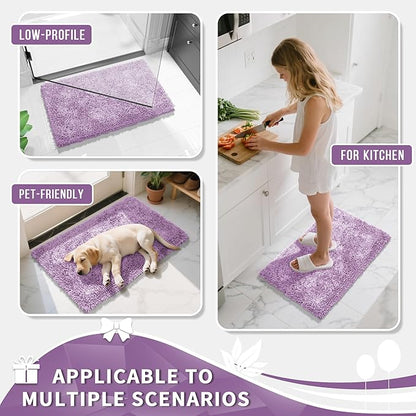 Yimobra Long Bathroom Rug Non Slip 44x24 Inch, Extra Thick Soft Absorbent Chenille Bath Mat, Machine Washable Quick Dry Bath Rugs for Bathroom Floor, Tub and Shower, Home Decor Accessories, Lilac