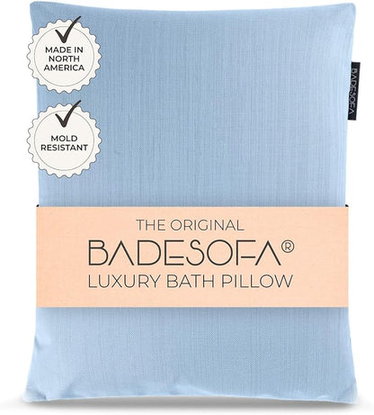 BADESOFA® Luxury Bath Pillow S - Ultra Comfortable & Quick-Drying Bath Back Pillow - Washable Full Body Bath Pillow for Bathtub - Therapeutic Head and Neck Support - Luxury Spa Cushion in Blue