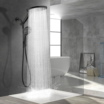 HOWUWEY Dual Shower Heads with Handheld Spray Combo, 7.5" High Pressure Rainfall Showerhead, Double Shower Heads with Handheld Spray, 9 Modes Hand Showerhead with 79" Hose (Standard, Matte Black)