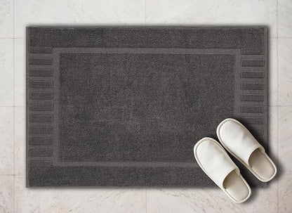 White Classic Luxury Bath Mat Floor Towel Set - Absorbent Cotton Hotel Spa Shower/Bathtub Mats [Not a Bathroom Rug] 22"x34" | 2 Pack | Charcoal