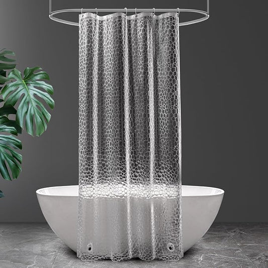 UFRIDAY Clear Shower Stall Curtain Liner 36 x 72 inches,3D Water Cube Small Size Shower Curtain with 2 Heavy Magnets Water Resistant for Shower Stall Bathtubs, Semi Transparent