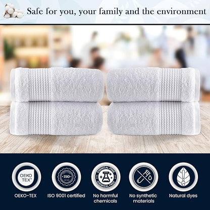 HALLEY Turkish Cotton Towels (Pack of 4) Hand Towels Super Soft Highly Absorbent 100% Cotton Towels for Bathroom and Kitchen for Mother’s Day (White)