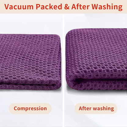 Homaxy 100% Cotton Waffle Weave Kitchen Dish Cloths, Ultra Soft Absorbent Quick Drying Dish Towels, 12 x 12 Inches, 12-Pack, Purple