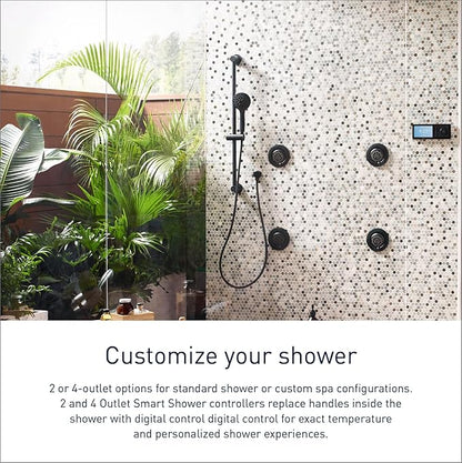 Moen Matte Black Smart Shower 2-Outlet Digital Water System Controller for Thermostatic Shower Valve, TS3302BL