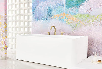 SITGES Brushed Gold High-Arc Bathtub Faucet,Solid Brass,2-Handle Deck Mount Tub Faucet,3-Hole Roman Bath Tub Faucet Set with Valve