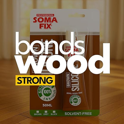 Silicone Caulk - Squeeze Tube Silicone Sealant for Wood, Kitchen, Bathroom, Sink, and Windows - Multi-Purpose & Waterproof (Brown)