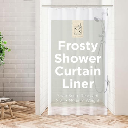 Stitch & Stone Shower Curtain Liner, Premium Medium Weight Durable Waterproof 6g PEVA for Bathroom with Weighted Magnets, Extra Long 54" x 78", Frosty 1 Pack
