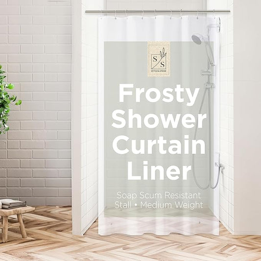 Stitch & Stone Shower Curtain Liner, Premium Medium Weight Durable Waterproof 6g PEVA for Bathroom with Weighted Magnets, Extra Long 54" x 78", Frosty 1 Pack