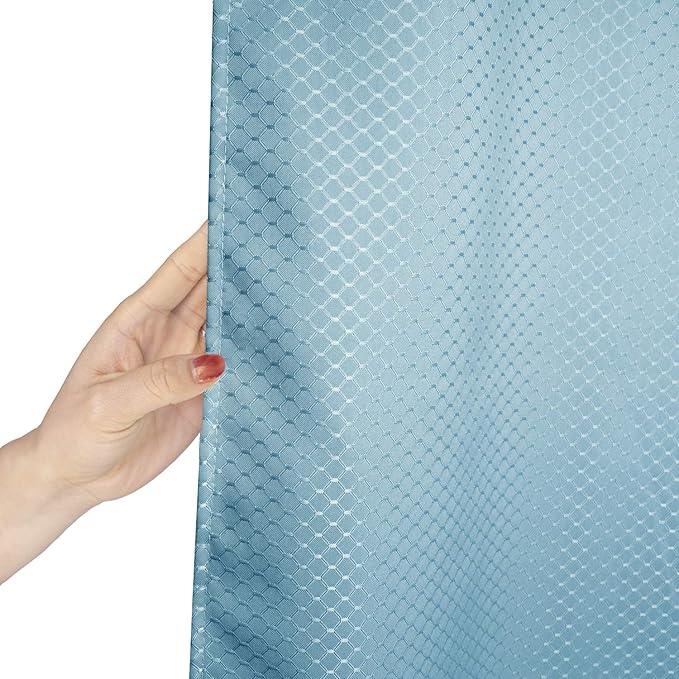 AooHome Extra Long Waffle Weave Shower Curtain, Fabric Bath Curtain with Weighted Hem, Heavy Duty, Water Repellent, 72x78 Inch, Light Blue