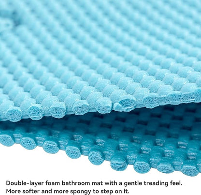 Double Layer Foam Non Slip Bathtub Mat 37x17in, More Comfortable and Thicker Tub Mat Than Ordinary Foam Shower Mat, Bath Mat for Tub with Suction for Comfort and Safety (Blue, 36'' x 17'')