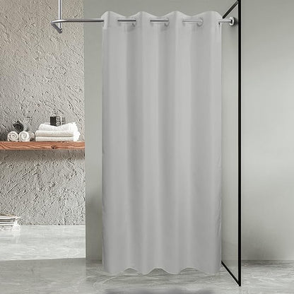 River Dream Stall Size No Hook Grey Fabric Shower Curtain or Liner Soft Microfiber - 54" x 78" Shower Stall Curtain Hotel Grade, Waterproof & Machine Washable, Gray, 54x80