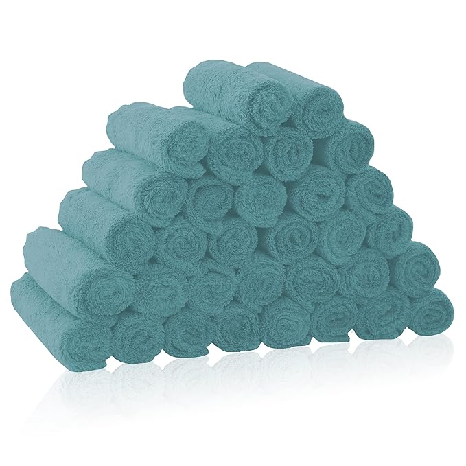 16 Pack Baby Washcloths - Luxury Coral Fleece - Extra Absorbent and Soft Wash Clothes for Newborns, Infants and Toddlers - Suitable for Sensitive Skin and New Born - Baby Shower - Teal, 10x10 Inch