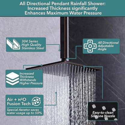 VANFOXLE Shower Faucet Set Oil Rubbed Bronze Shower System,Push Button Diverter Shower Faucet with 2 in 1 Handheld,Ceiling Mount 12 Inch Shower Head with 6 Inch Wall Mount Shower Head